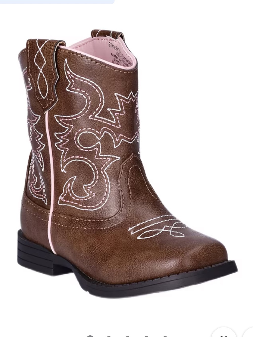 Wonder Nation Brown Toddler Western Cowgirl Boots with Pink Trim